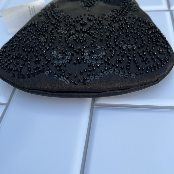 Ann Taylor Loft Evening Satin Black Beaded and Sequin bag - Picture 8 of 11
